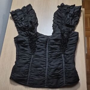 Elegant Black Ruffled Women's Top